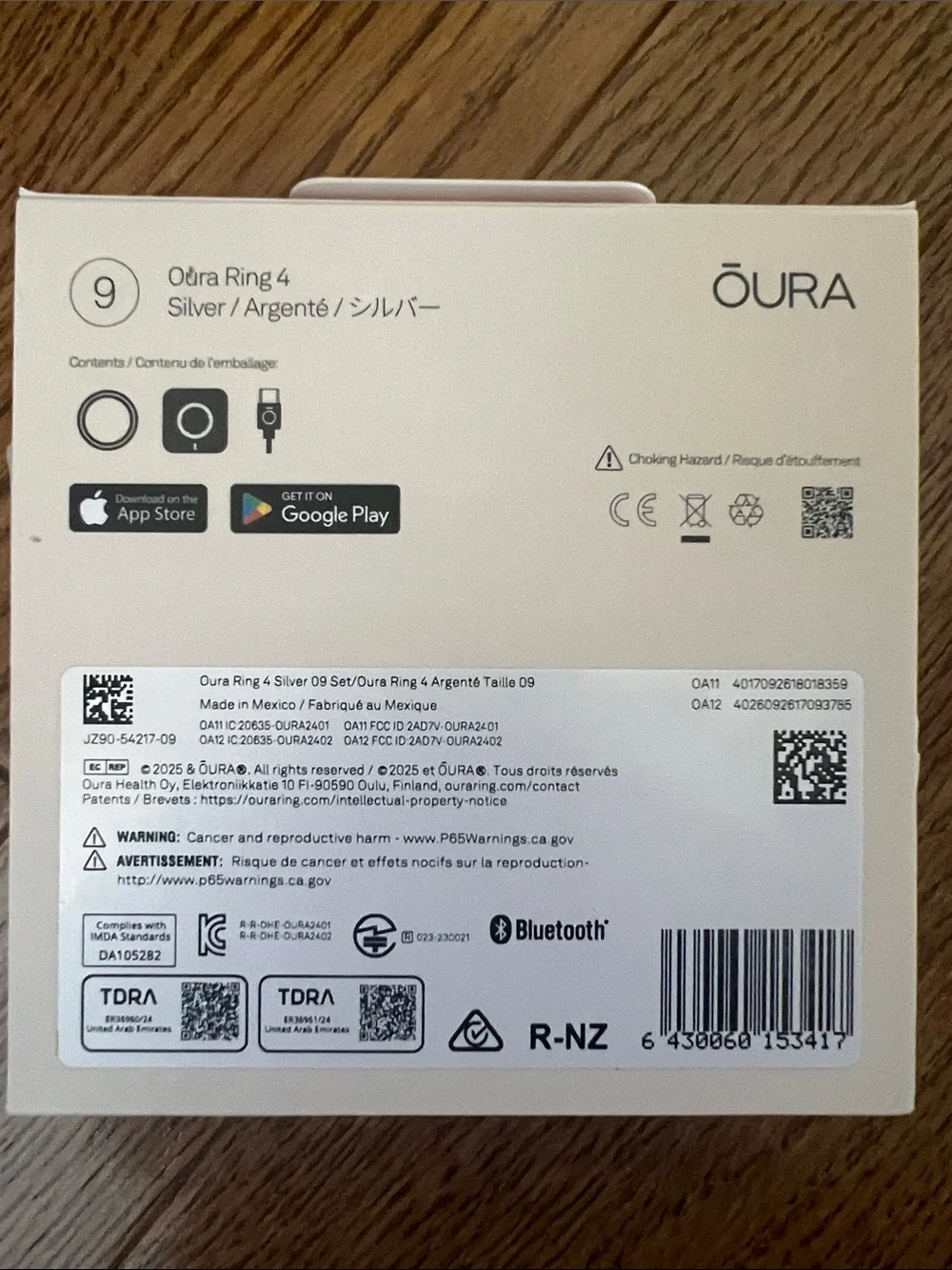 Oura ring silver size 9 SEALED IN BOX